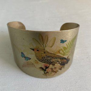 Beautiful Gold Tone Bird Cuff Bracelet - Spring